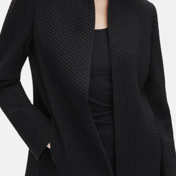 Eileen Fisher Black Honeycomb Textured Jacket 1X - Picture 9 of 15